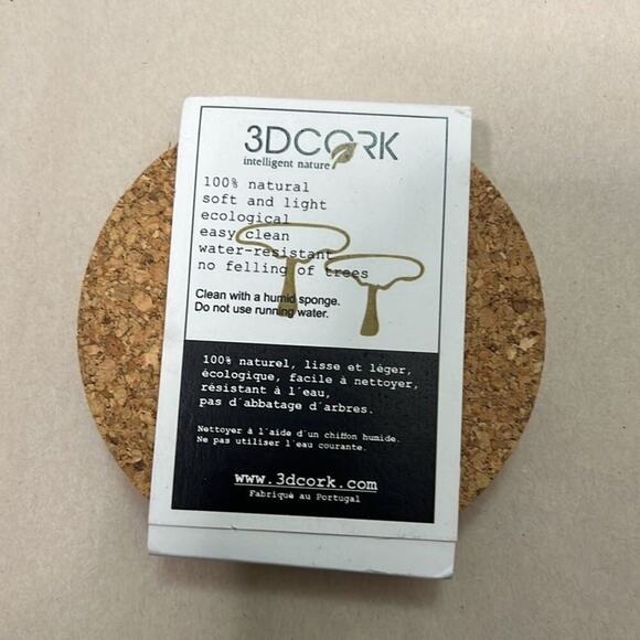 NWT 3D CORK‎ 100% NATURAL DRINK COASTERS 6 - Picture 2 of 3